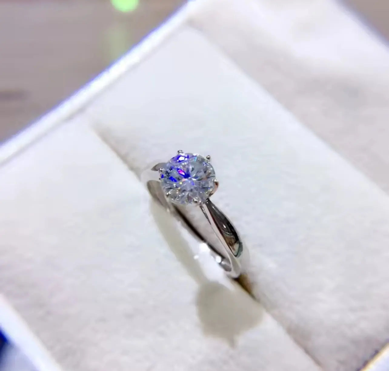 1CT Moissanite Sterling Silver Round Cut Engagement Ring