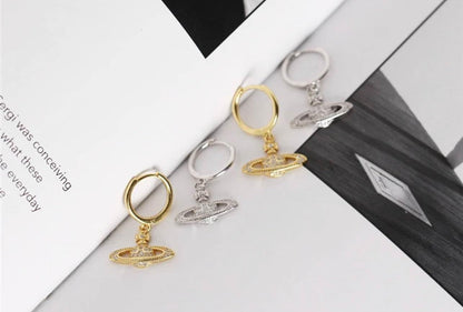 Silver Planet Design Hoop / Dangle Earrings