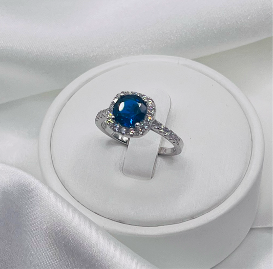 Sterling Silver / Royal Blue Stone Engagement Ring