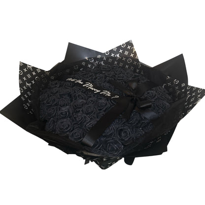 100 Black Glitter Rose High End Bouquets