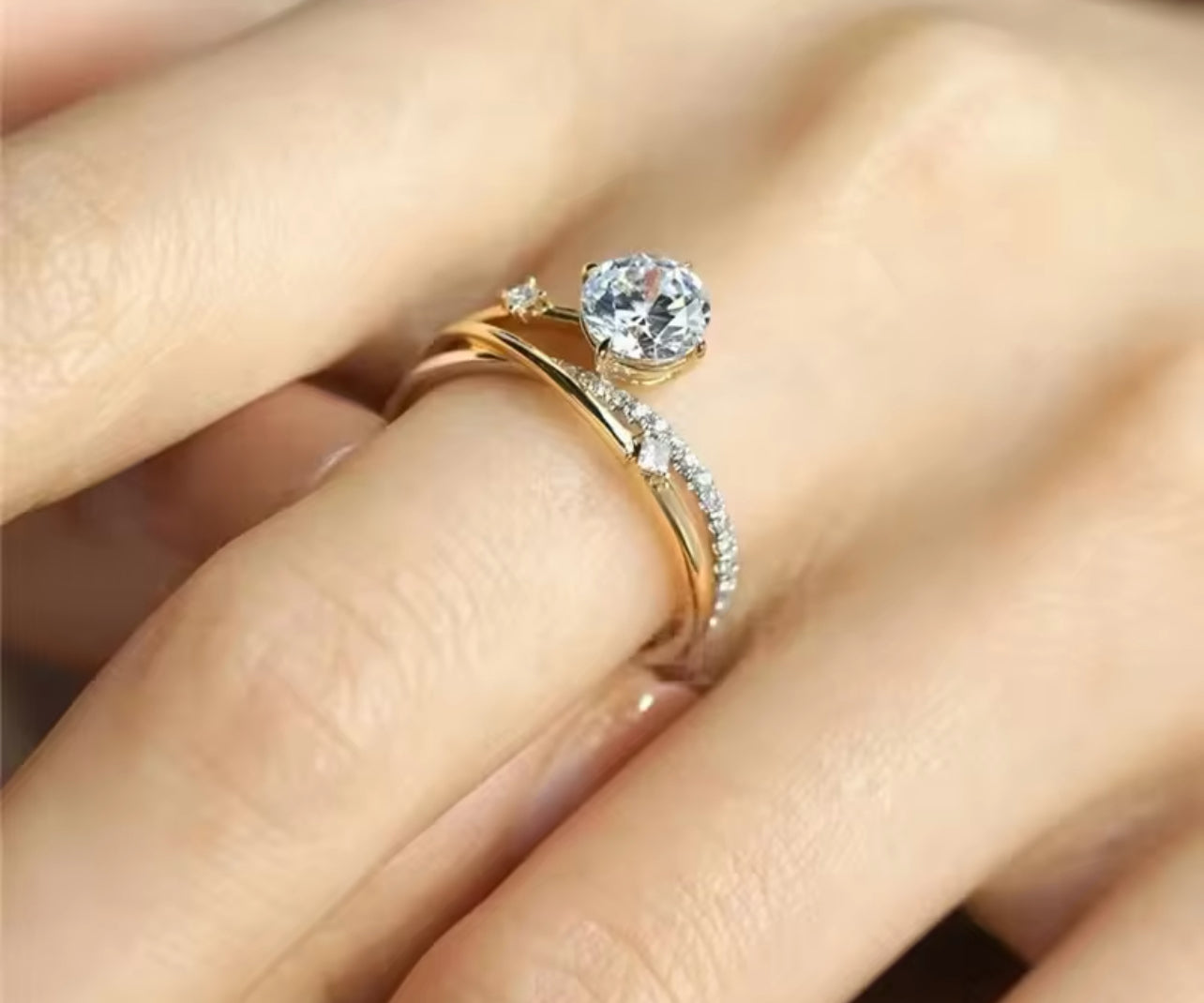 1 Carat Moissanite Yellow Gold Engagement Ring