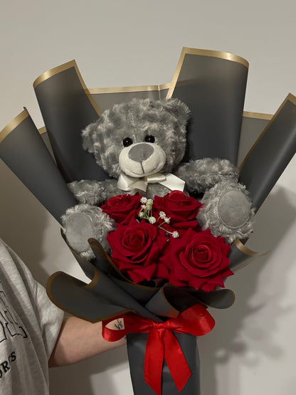 Teddy Bear Bouquet With Red Roses Gift Ideas