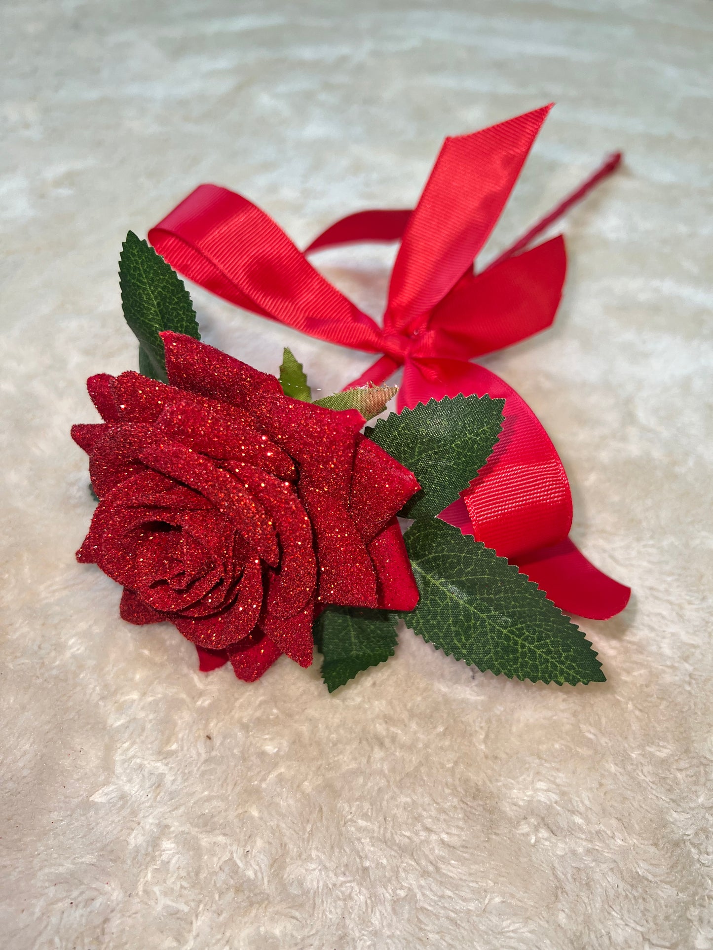 Eternal Red Single Velvet Glitter Rose Bouquet Valentine