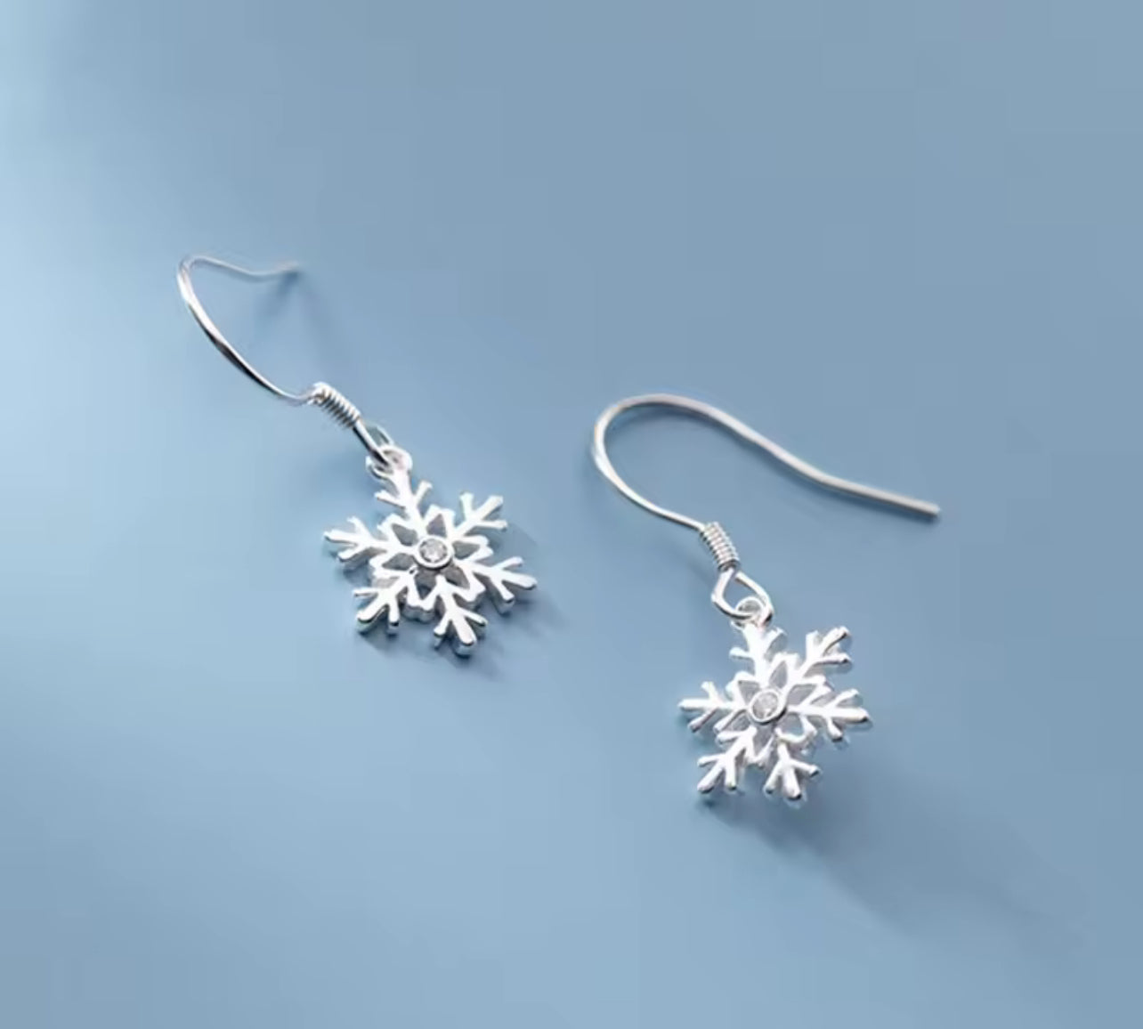 Sterling Silver Snowflake Dangle / Drop Earrings