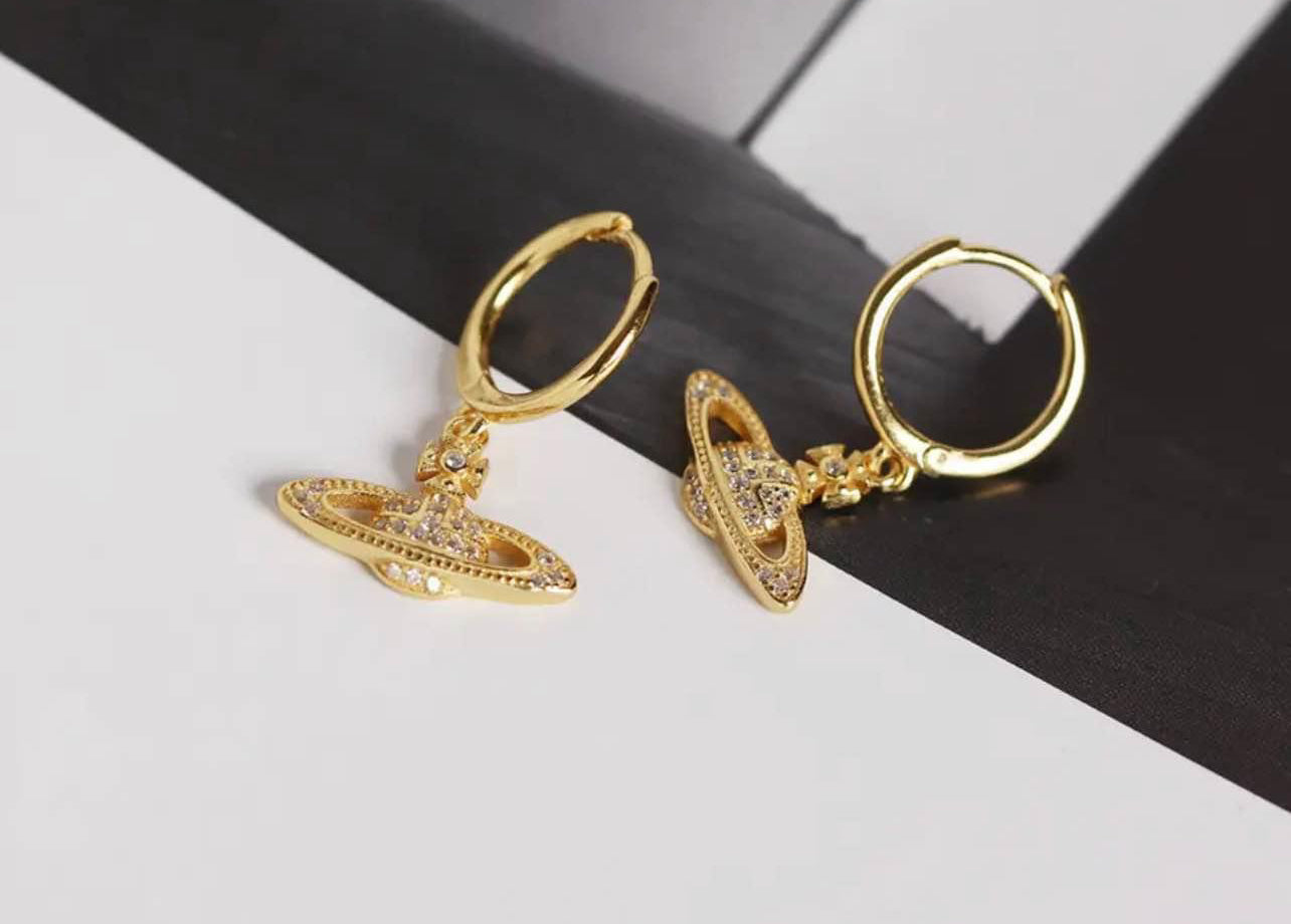 Silver Planet Design Hoop / Dangle Earrings