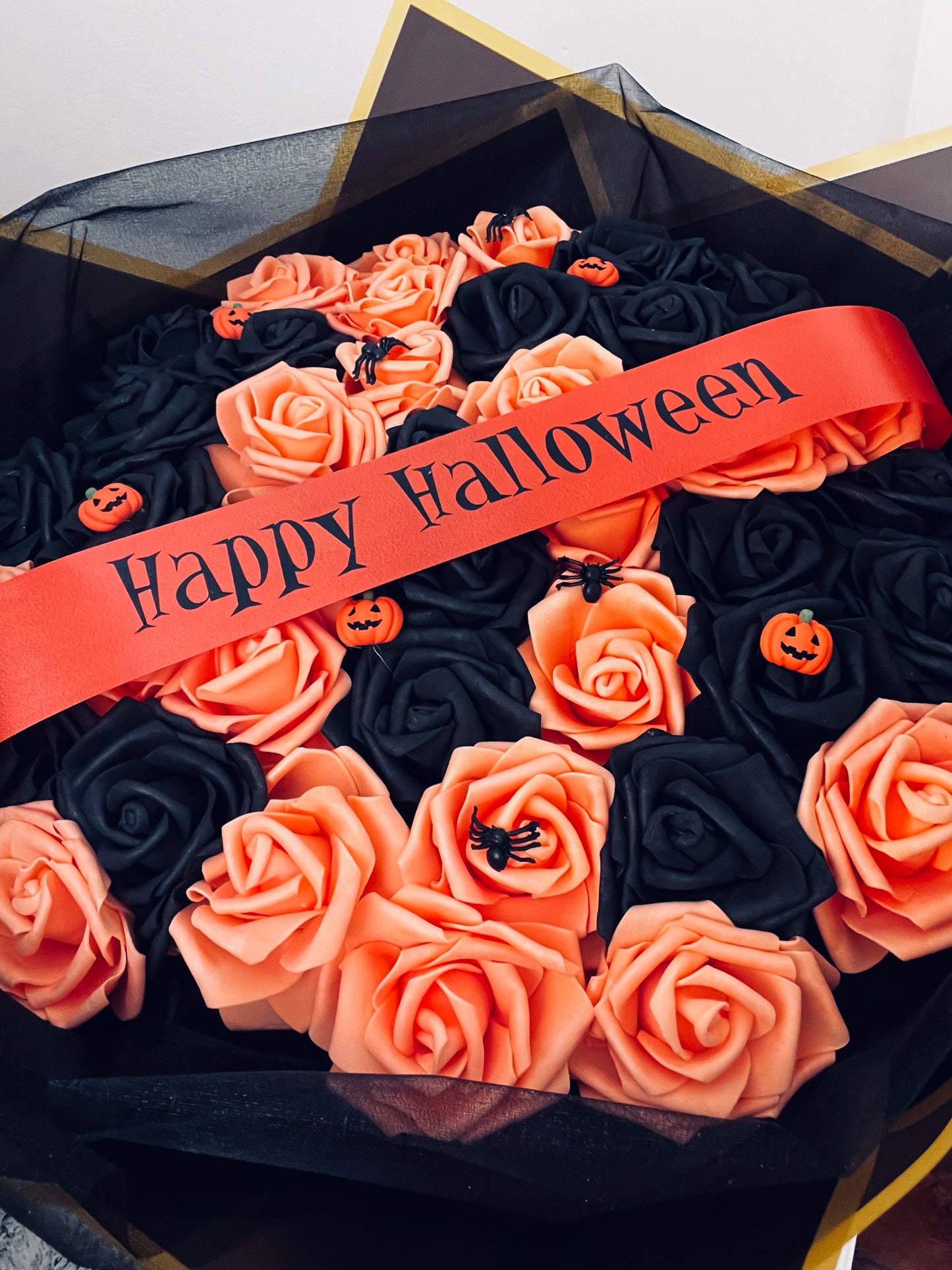 Happy Halloween Pumpkin / Spider Sash Flower Bouquet