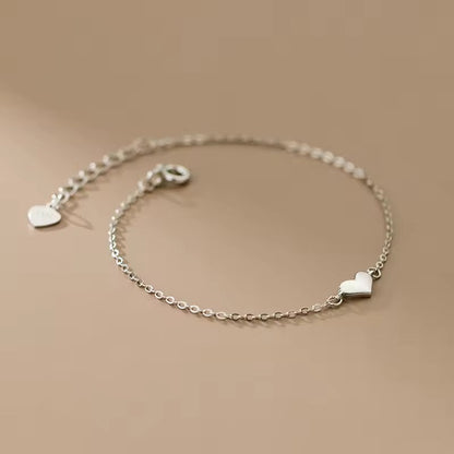 Silver Dainty Love Heart Adjustable Bracelet
