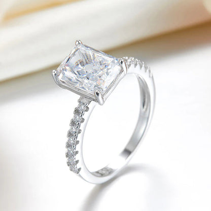 3 Carat Lab Diamond Silver Princess Cut Engagement Ring