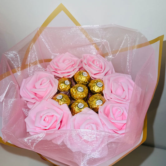 Pink Ferrero Rocher Small Chocolate Rose Bouquet Gift