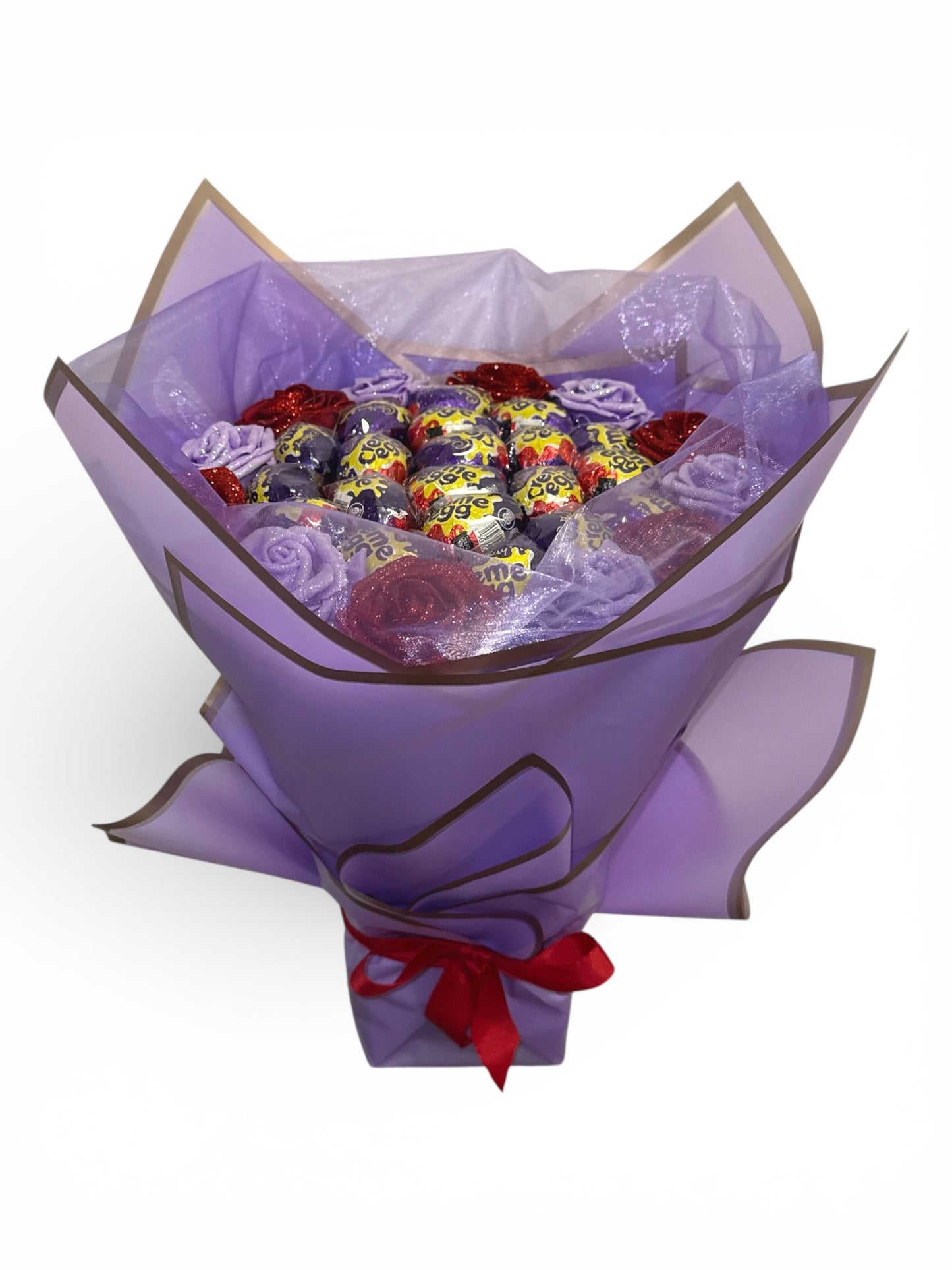 Crème Egg Chocolate Glitter Rose Bouquet - Blooming Gifts
