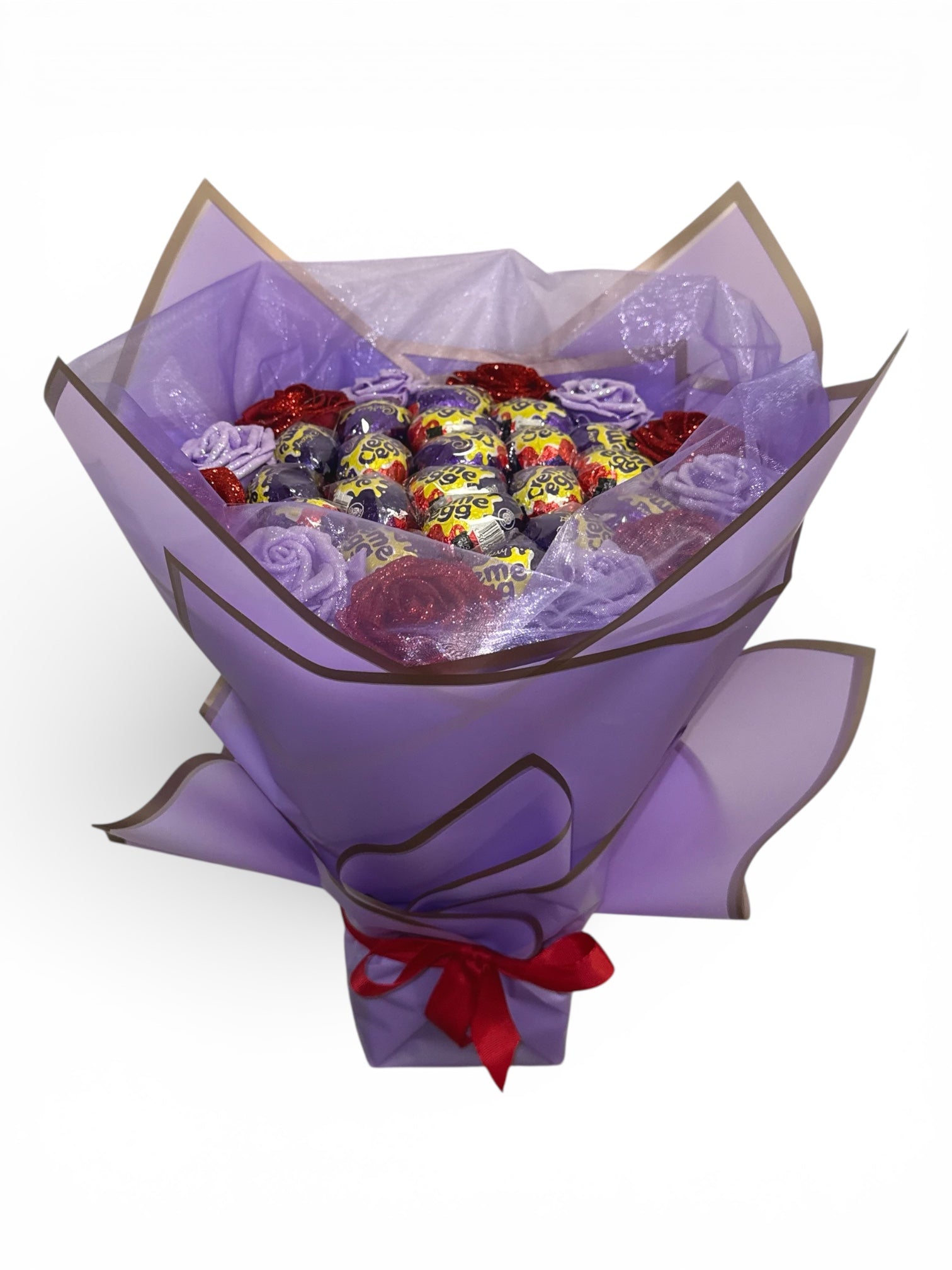 Crème Egg Chocolate Glitter Rose Bouquet - Blooming Gifts