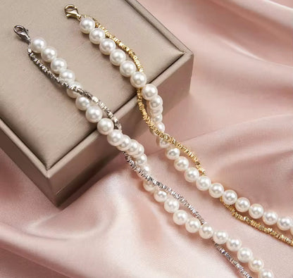 Fresh Water White Pearl Bracelet Silver / Gold