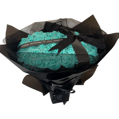 Tiffany Inspired Glitter Rose Personalised Luxury Bouquet