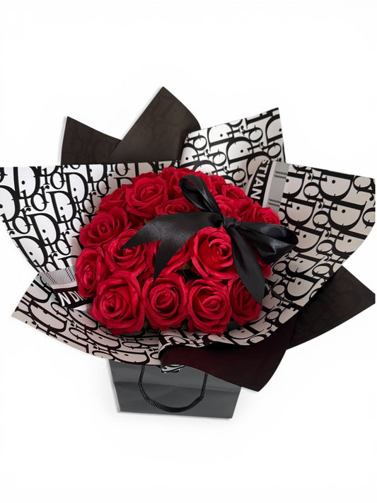 Red & Black Red Rose Bouquet High End Wrapping