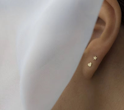 14K Gold Filled Love Heart Dainty Stud Earrings
