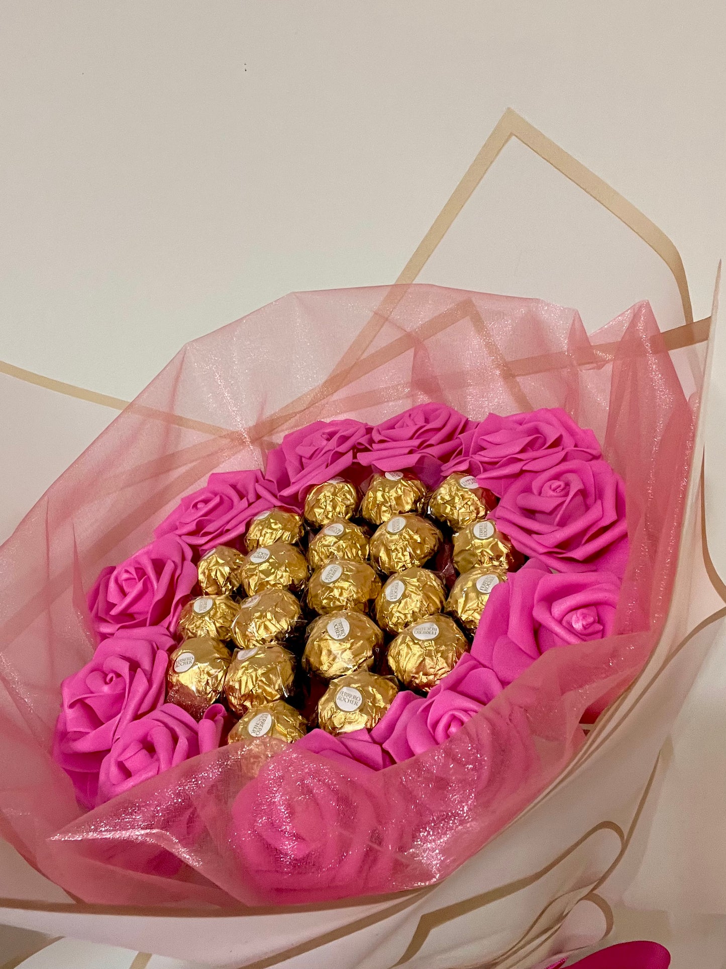 Pink / White Ferrero Rocher Rose Bouquet