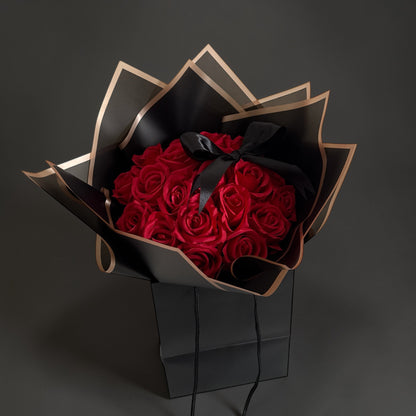 Red & Black Red Rose Bouquet Arrangement
