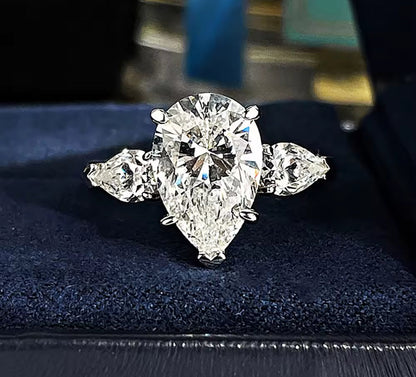 2 Carat Moissanite Pear Cut Statement Engagement Ring
