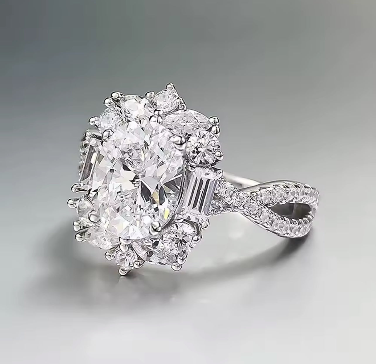 2 Carat Moissanite Oval Cut Statement Engagement Ring