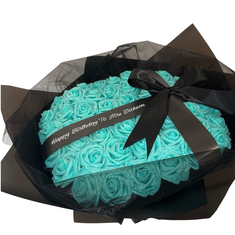 Tiffany Inspired Glitter Rose Personalised Luxury Bouquet
