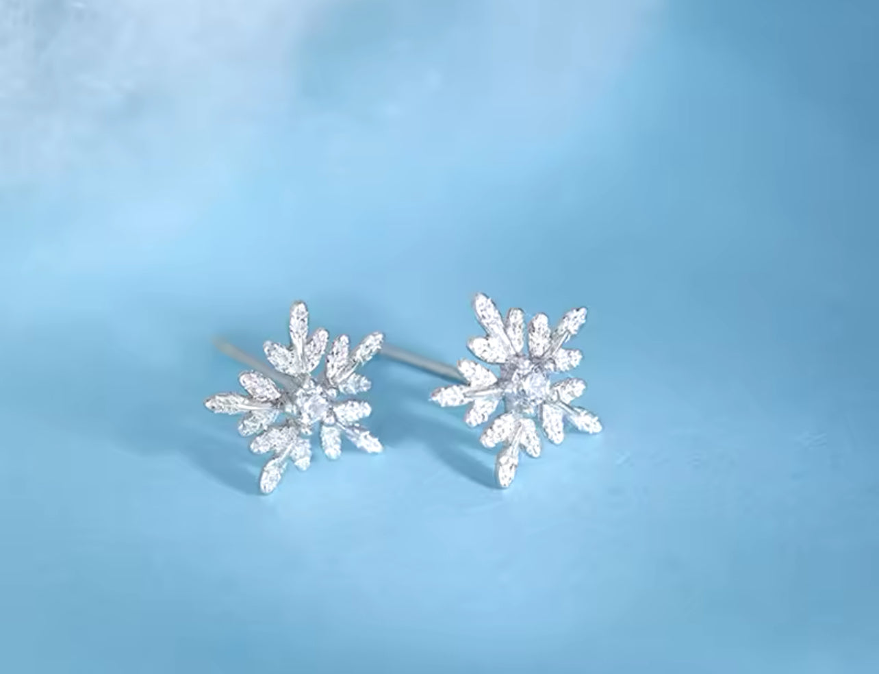 Sterling Silver Snowflake Christmas Stud Earrings