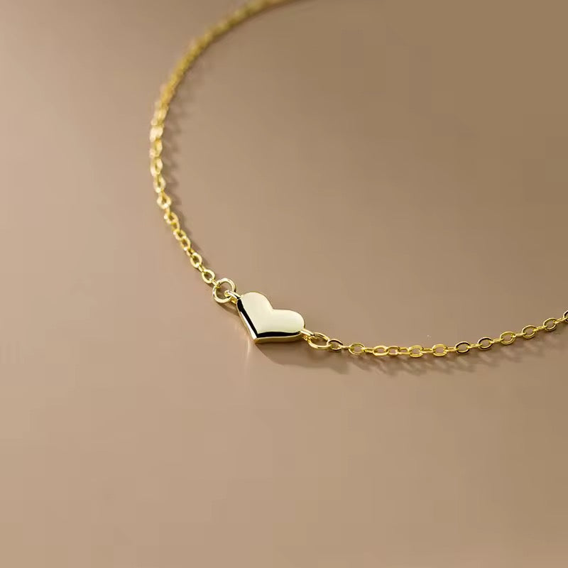 Silver Dainty Love Heart Adjustable Bracelet