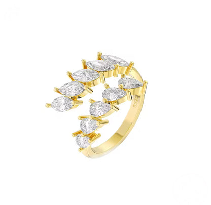Adjustable Silver / Gold Marquise Cut Eternity Ring