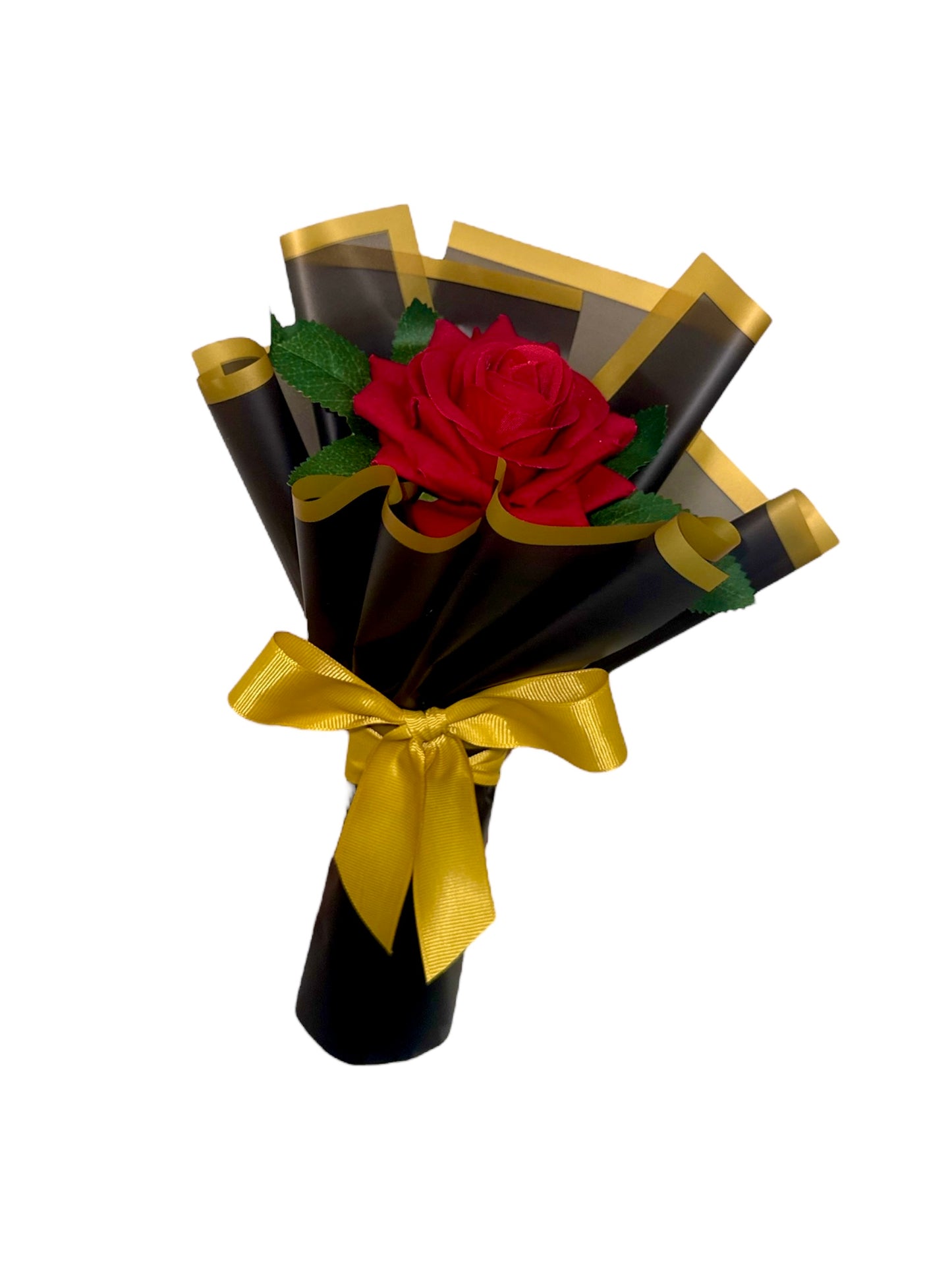 Eternal Single Red Velvet Rose Small Bouquet Valentines Black