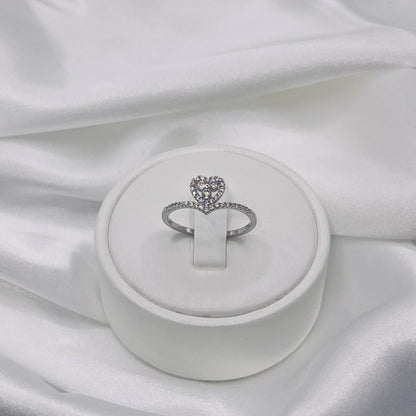 Sterling Silver Dainty Love Heart Womens Ring