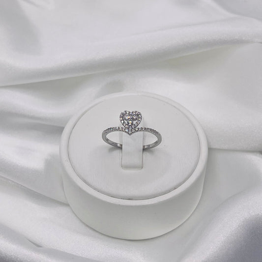 Sterling Silver Dainty Love Heart Womens Ring