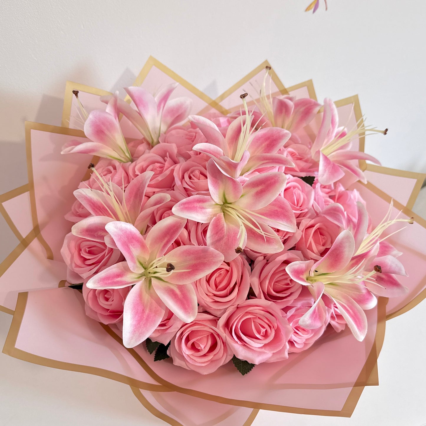 Personalised Flower Bouquet Gift Box Luxury Pink Rose & Lily Floral Arrangement for Any Occasion - Blooming Gifts