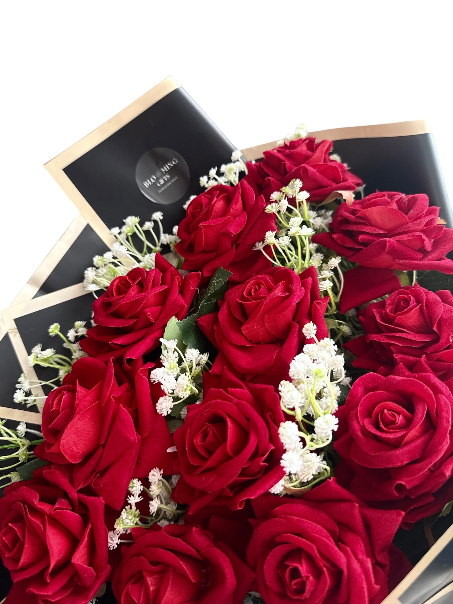 Red Rose Bouquet With Gypsophila