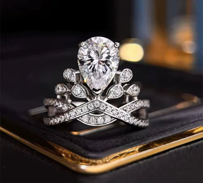 Teardrop Vintage Style Sterling Silver Statement Ring