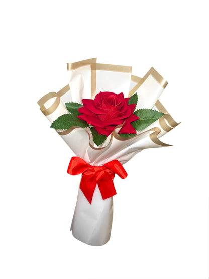 Eternal Single Red Velvet Rose Small Bouquet Valentines Black