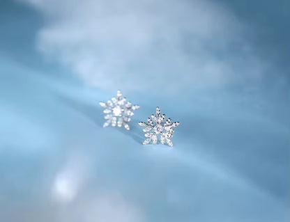 Sterling Silver Snowflake Christmas Stud Earrings