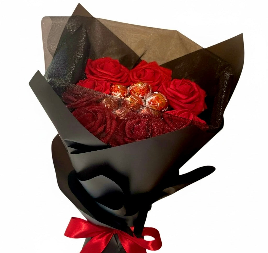 Red Lindor Small Chocolate Rose Bouquet Gift