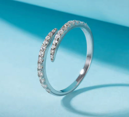 Adjustable Silver / Gold Round Cut Eternity Ring