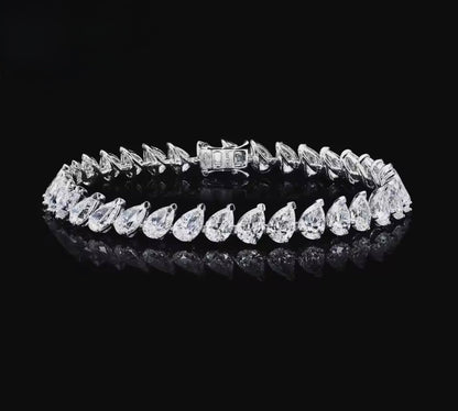 Water droplet / Pear Cut Moissanite Chunky Womens Bracelet