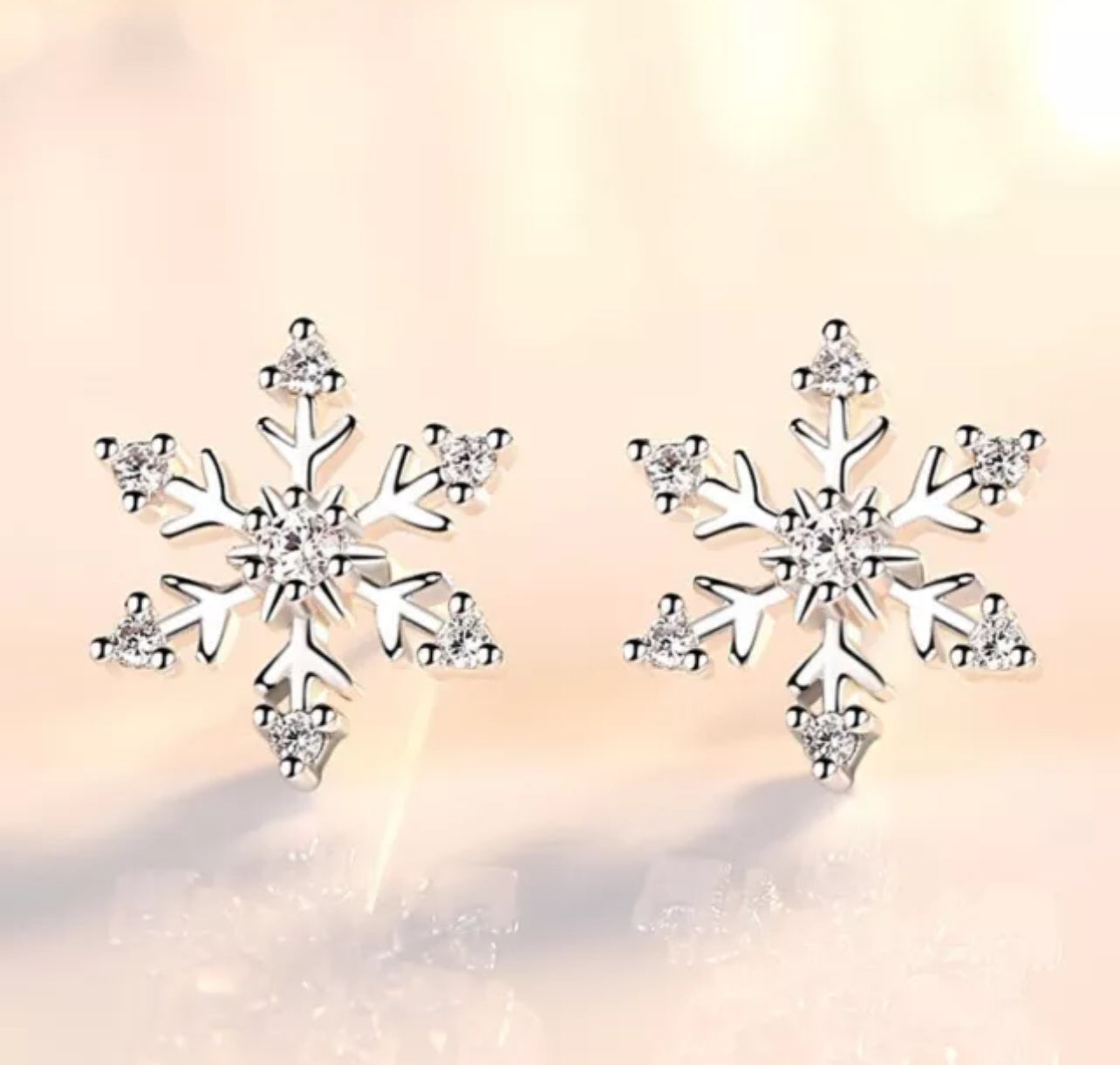 925 Sterling Silver Snowflake Christmas Stud Earrings