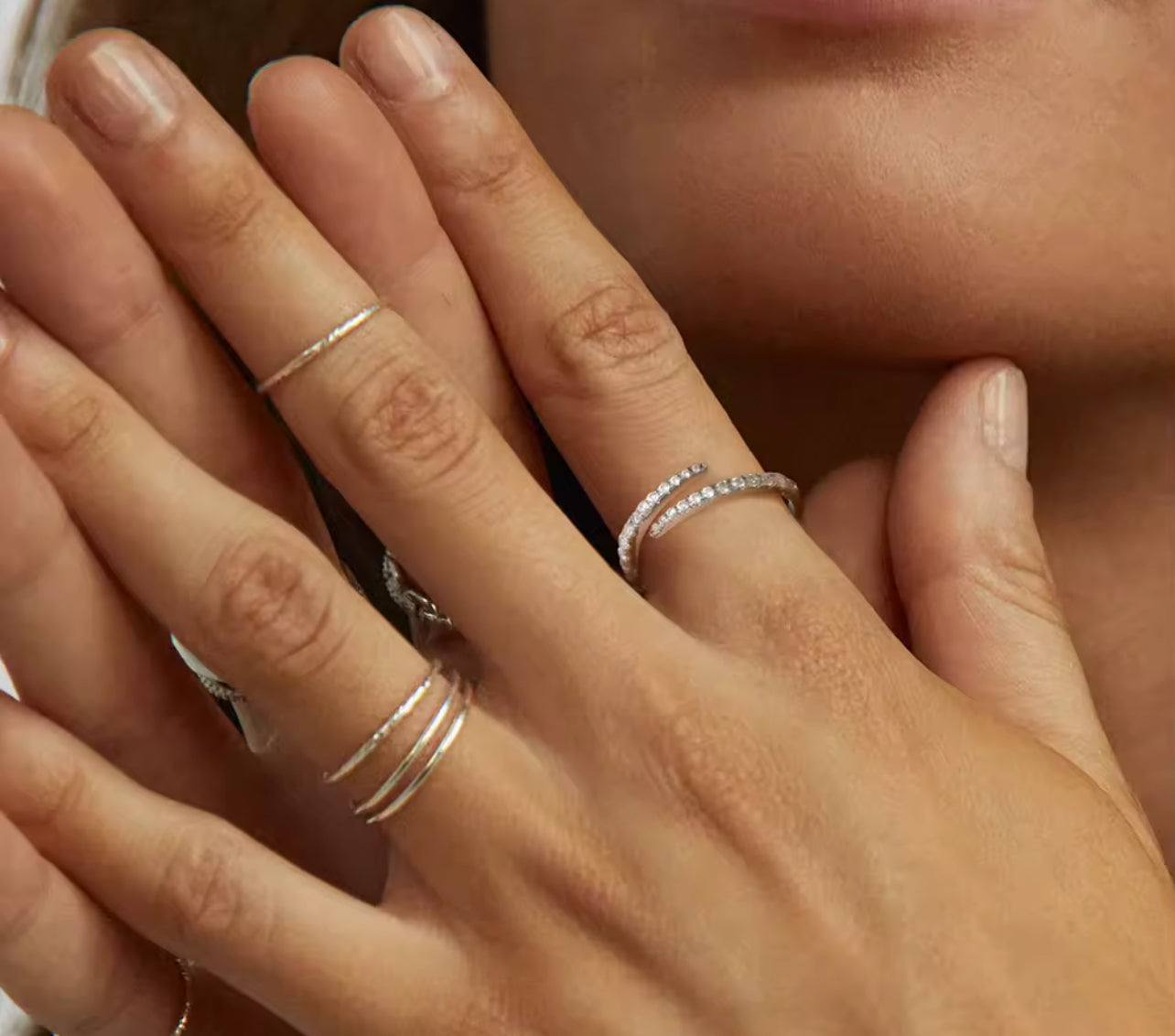 Adjustable Silver / Gold Round Cut Eternity Ring