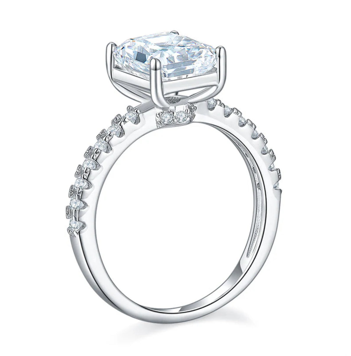 3 Carat Lab Diamond Silver Princess Cut Engagement Ring