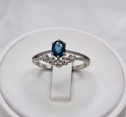 Oval Cut Natural Blue Sapphire Engagement Ring