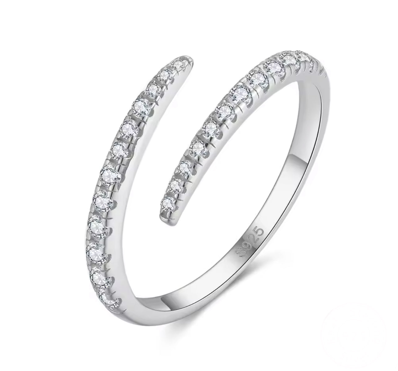 Adjustable Silver / Gold Round Cut Eternity Ring