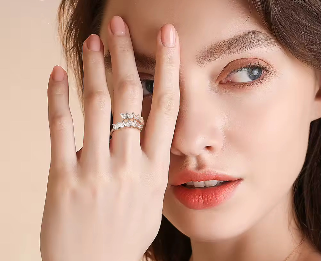 Adjustable Silver / Gold Marquise Cut Eternity Ring