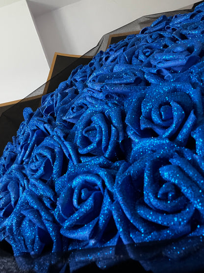 Royal Blue Black Glitter Rose Flower Bouquets