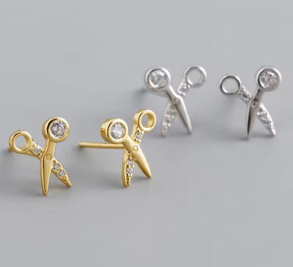 Scissors Hairdresser Stud Earrings Silver / Gold