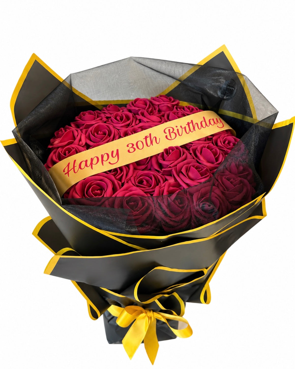 Classic Red Rose Bouquet With Personalised Banner Gift