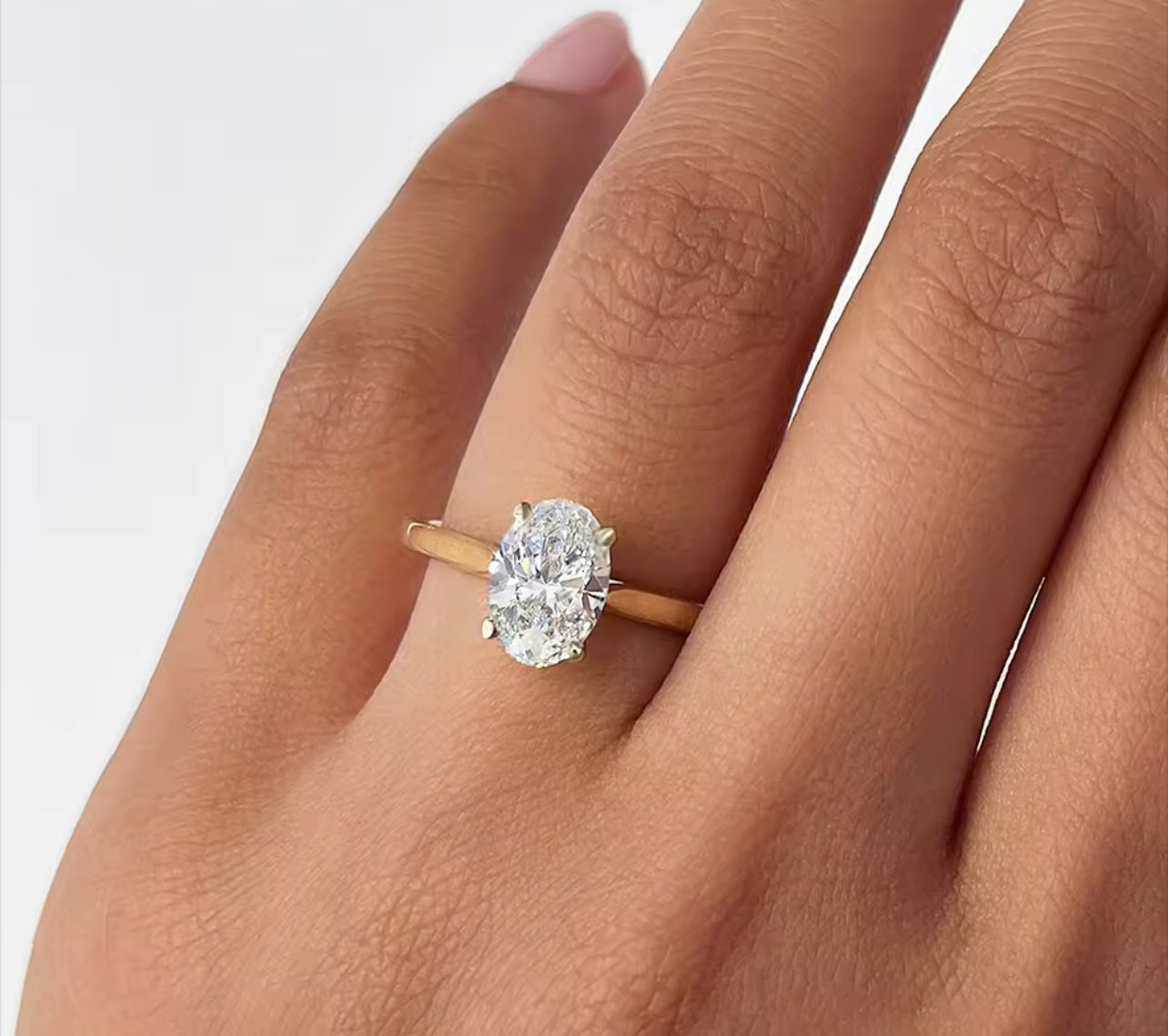 Oval Cut Moissanite Womens Engagement Ring Silver