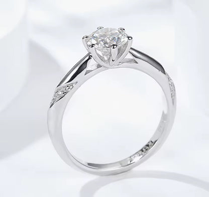 1CT Moissanite Sterling Silver Womens Engagement Twist Ring