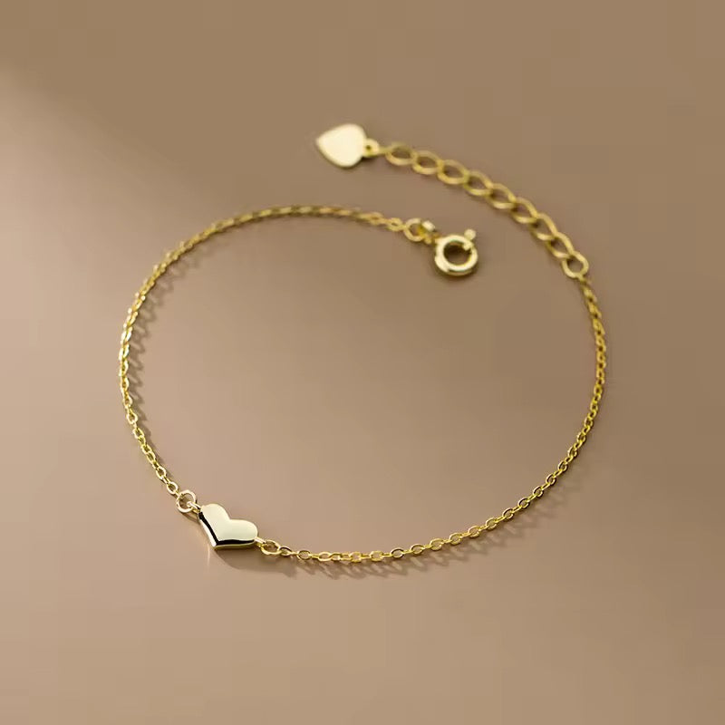 Gold Dainty Love Heart Adjustable Bracelet
